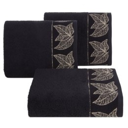 Ręcznik 70x140 Victoria 8 czarny złoty liście 500g/2 frotte Limited Collection Eurofirany