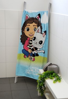 Ręcznik plażowy 75x150 Koci domek Gabi niebieski dziecięcy bawełniany H23
