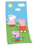 Ręcznik plażowy 75x150 Świnka Peppa niebieski zielony dziecięcy bawełniany H23 Ręcznik plażowy 75x150 Świnka Peppa niebieski zielony dziecięcy bawełniany H23