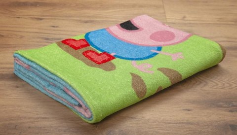 Ręcznik plażowy 75x150 Świnka Peppa niebieski zielony dziecięcy bawełniany H23 Ręcznik plażowy 75x150 Świnka Peppa niebieski zielony dziecięcy bawełniany H23
