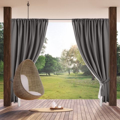 Zasłona gotowa 155x200 Garden stalowa do ogrodu wodoodporna mocowana na tunelu Eurofirany Zasłona gotowa 155x200 Garden stalowa do ogrodu wodoodporna mocowana na tunelu Eurofirany