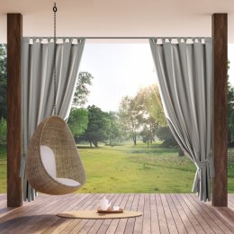 Zasłona gotowa 155x220 Garden srebrna do ogrodu wodoodporna mocowana na szelki/rzep Eurofirany