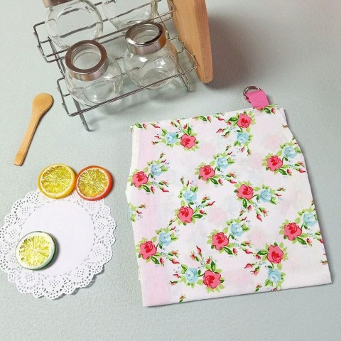 Fartuch kuchenny 60x75 English Rose biały różowy róże bawełniany I 23 Fartuch kuchenny 60x75 English Rose biały różowy róże bawełniany I 23