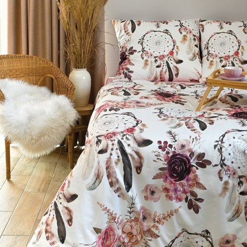 KWIATOWY ŁAPACZ SNÓW, Komplet pościeli PREMIUM z satyny bawełnianej 160x200cm, zadruk dwustronny (do wyczerpania zapasu) T20095/ KWIATOWY ŁAPACZ SNÓW, Komplet pościeli PREMIUM z satyny bawełnianej 160x200cm, zadruk dwustronny (do wyczerpania zapasu) T20095/