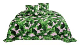 Narzuta dekoracyjna 160x220 różowa zielona liście pikowana Planta