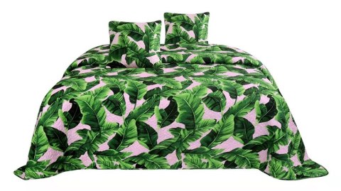 Narzuta dekoracyjna 160x220 różowa zielona liście pikowana Planta Narzuta dekoracyjna 160x220 różowa zielona liście pikowana Planta