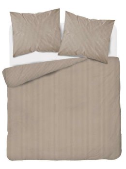 Pościel adamaszkowa 160x200 taupe beżowa ciemna jednobarwna paski 1 cm Pure