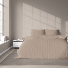 Pościel adamaszkowa 160x200 taupe beżowa ciemna jednobarwna paski 1 cm Pure