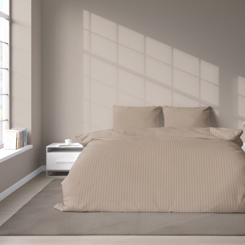 Pościel adamaszkowa 160x200 taupe beżowa ciemna jednobarwna paski 1 cm Pure Pościel adamaszkowa 160x200 taupe beżowa ciemna jednobarwna paski 1 cm Pure