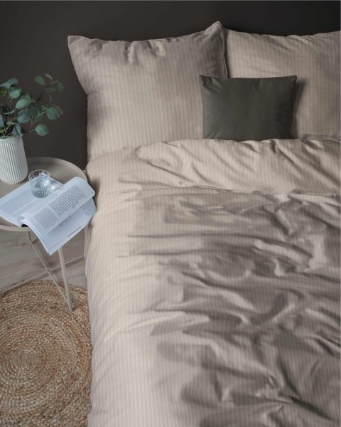 Pościel adamaszkowa 160x200 taupe beżowa ciemna jednobarwna paski 1 cm Pure Pościel adamaszkowa 160x200 taupe beżowa ciemna jednobarwna paski 1 cm Pure