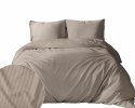 Pościel adamaszkowa 160x200 taupe beżowa ciemna jednobarwna paski 1 cm Pure Pościel adamaszkowa 160x200 taupe beżowa ciemna jednobarwna paski 1 cm Pure