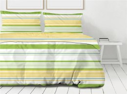 Pościel bawełniana 140x200 Action zielona żółta pasy Premium Bielbaw 1