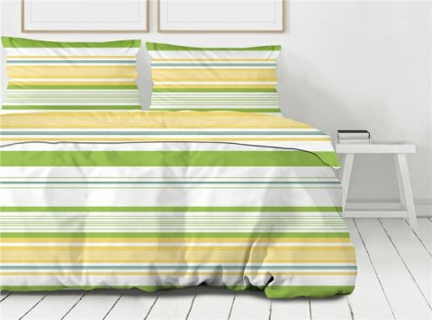 Pościel bawełniana 140x200 Action zielona żółta pasy Premium Bielbaw 1 Pościel bawełniana 140x200 Action zielona żółta pasy Premium Bielbaw 1