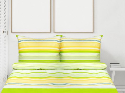 Pościel bawełniana 140x200 Action zielona żółta pasy Premium Bielbaw 1 Pościel bawełniana 140x200 Action zielona żółta pasy Premium Bielbaw 1
