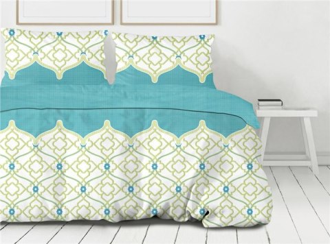 Pościel bawełniana 140x200 Cesare biała turkusowa geometria Premium Bielbaw 1 Pościel bawełniana 140x200 Cesare biała turkusowa geometria Premium Bielbaw 1