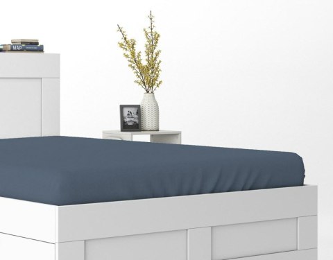 Prześcieradło satynowe 160x200 denim granatowe bez gumki jednobarwne Pure Prześcieradło satynowe 160x200 denim granatowe bez gumki jednobarwne Pure