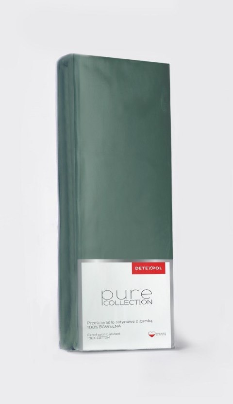 Prześcieradło satynowe z gumką 220x200 oliwkowe jednobarwne Pure Prześcieradło satynowe z gumką 220x200 oliwkowe jednobarwne Pure