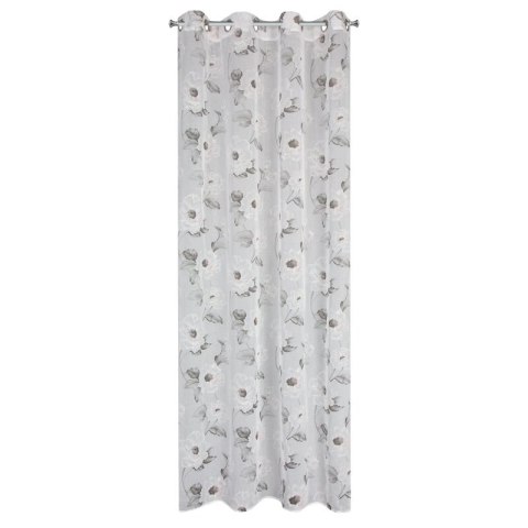 Firana 140x250 Bessy biała różowa szara kwiaty gotowa na przelotkach Eurofirany E12 Firana 140x250 Bessy biała różowa szara kwiaty gotowa na przelotkach Eurofirany E12