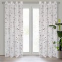 Firana 140x250 Bessy biała różowa szara kwiaty gotowa na przelotkach Eurofirany E12 Firana 140x250 Bessy biała różowa szara kwiaty gotowa na przelotkach Eurofirany E12