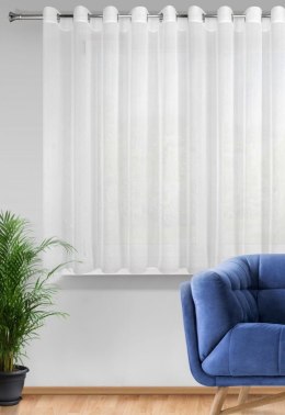 Firana 400x150 Rebecca biała o strukturze drobnego deszczyku gotowa na przelotkach Eurofirany E12