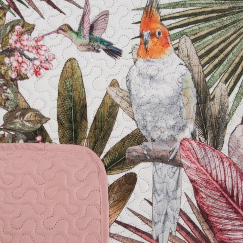 Narzuta dekoracyjna 170x210 Parrot zielona różowa liście papugi welurowa D91 Narzuta dekoracyjna 170x210 Parrot zielona różowa liście papugi welurowa D91