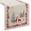 Obrus bieżnik 47x140 gobelinowy świąteczny kremowy czerwony renifery Eurofirany Obrus bieżnik 47x140 gobelinowy świąteczny kremowy czerwony renifery Eurofirany