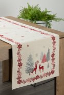 Obrus bieżnik 47x140 gobelinowy świąteczny kremowy czerwony renifery Eurofirany Obrus bieżnik 47x140 gobelinowy świąteczny kremowy czerwony renifery Eurofirany