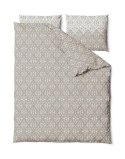 Pościel bawełniana 140x200 Frills beżowa biała geometria Gold Zaratex Pościel bawełniana 140x200 Frills beżowa biała geometria Gold Zaratex
