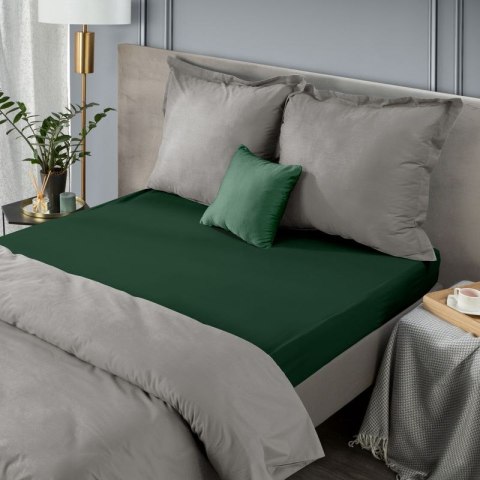 Prześcieradło jersey 3 z gumką 120x200 zielone butelkowe na wysoki materac 25 cm 140 g/m2 Eurofirany Prześcieradło jersey 3 z gumką 120x200 zielone butelkowe na wysoki materac 25 cm 140 g/m2 Eurofirany