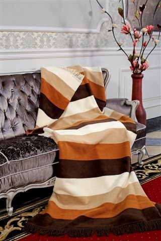 Koc bawełniany akrylowy 150x200 0773/1 beżowy czekoladowy brązowy pasy narzuta pled Koc bawełniany akrylowy 150x200 0773/1 beżowy czekoladowy brązowy pasy narzuta pled