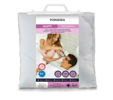Poduszka antyalergiczna 40x40 Happy biała pikowana poliestrowa mikrofaza Inter Widex Poduszka antyalergiczna 40x40 Happy biała pikowana poliestrowa mikrofaza Inter Widex