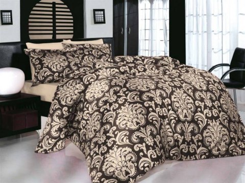 Pościel satynowa 160x200 orientalna ornamenty brązowa beżowa Valentini Era Kawa Pościel satynowa 160x200 orientalna ornamenty brązowa beżowa Valentini Era Kawa
