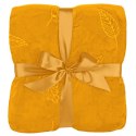 Koc Calen 130x170 musztardowy wytłaczany w liście mikroflanela Lato 23 Koc Calen 130x170 musztardowy wytłaczany w liście mikroflanela Lato 23