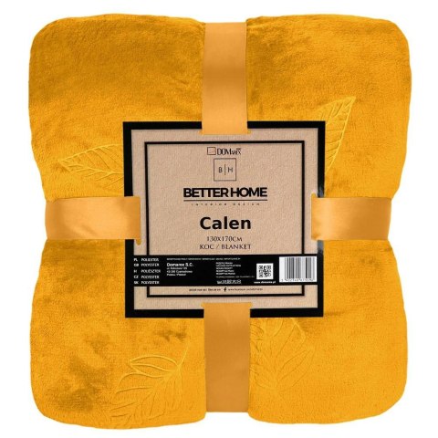 Koc Calen 130x170 musztardowy wytłaczany w liście mikroflanela Lato 23 Koc Calen 130x170 musztardowy wytłaczany w liście mikroflanela Lato 23