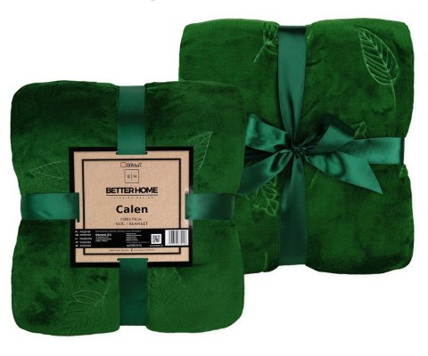 Koc Calen 130x170 zielony wytłaczany w liście mikroflanela Lato 23 Koc Calen 130x170 zielony wytłaczany w liście mikroflanela Lato 23