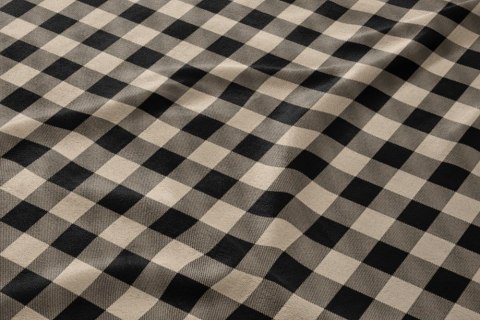 Koc narzuta z mikrofibry 130x170 beżowy czarny krata Retro Check Lato 24 Koc narzuta z mikrofibry 130x170 beżowy czarny krata Retro Check Lato 24
