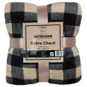 Koc narzuta z mikrofibry 130x170 beżowy czarny krata Retro Check Lato 24 Koc narzuta z mikrofibry 130x170 beżowy czarny krata Retro Check Lato 24