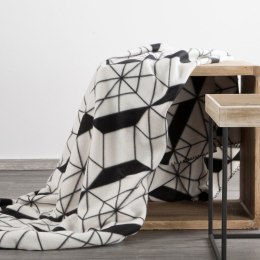 Koc narzuta z mikrofibry 150x200 Geo 01 biały czarny geometryczny D91 A