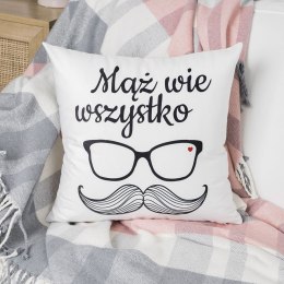 MĄŻ WIE WSZYSTKO Poszewka dekoracyjna VELVET, 40x40cm, kolor 001 biały PWA023/POP/001/040040/1