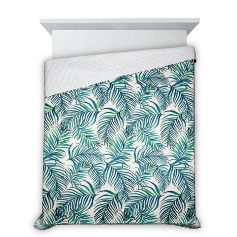 Narzuta dekoracyjna 170x210 Palms 2 biała turkusowa liście D91 A Narzuta dekoracyjna 170x210 Palms 2 biała turkusowa liście D91 A