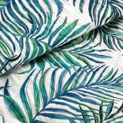 Narzuta dekoracyjna 170x210 Palms 2 biała turkusowa liście D91 A Narzuta dekoracyjna 170x210 Palms 2 biała turkusowa liście D91 A