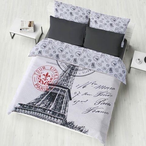 Narzuta dekoracyjna 200x220 Voyage Paris biała wieża eiffla dwustronna Lato 23 Narzuta dekoracyjna 200x220 Voyage Paris biała wieża eiffla dwustronna Lato 23