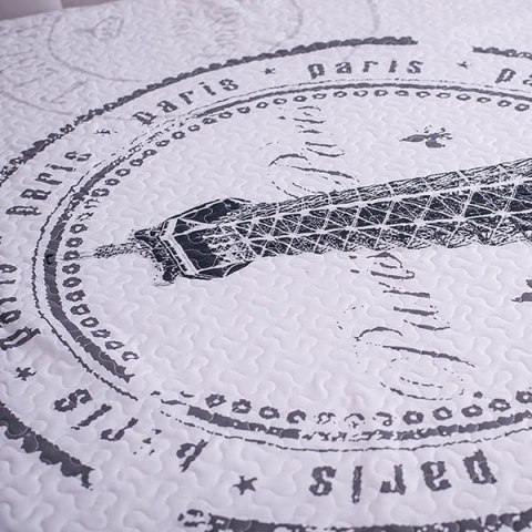 Narzuta dekoracyjna 200x220 Voyage Paris biała wieża eiffla dwustronna Lato 23 Narzuta dekoracyjna 200x220 Voyage Paris biała wieża eiffla dwustronna Lato 23