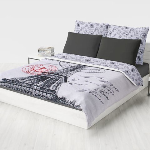 Narzuta dekoracyjna 200x220 Voyage Paris biała wieża eiffla dwustronna Lato 23 Narzuta dekoracyjna 200x220 Voyage Paris biała wieża eiffla dwustronna Lato 23