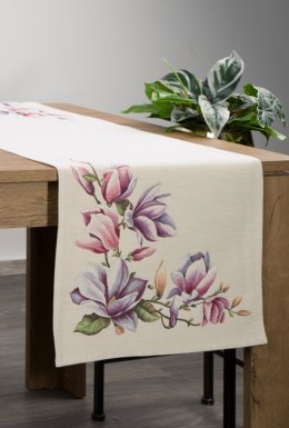 Obrus bieżnik 47x140 gobelinowy naturalny kwiaty 1214 Eurofirany