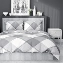Pościel satynowa 180x200 4450 A biała szara kratka Home Satin 126 Pościel satynowa 180x200 4450 A biała szara kratka Home Satin 126