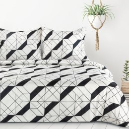 Pościel z mikrofibry 220x200 Geo 1 biała czarna geometryczna D91 A