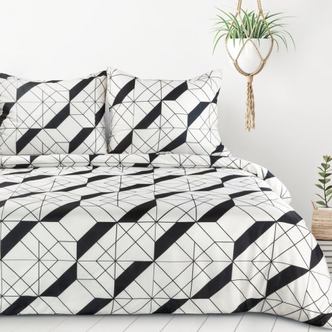 Pościel z mikrofibry 220x200 Geo 1 biała czarna geometryczna D91 A Pościel z mikrofibry 220x200 Geo 1 biała czarna geometryczna D91 A