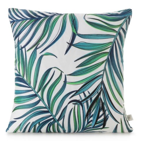 Poszewka dekoracyjna 40x40 Palm 02 biała turkusowaZ liście D91 A Poszewka dekoracyjna 40x40 Palm 02 biała turkusowaZ liście D91 A