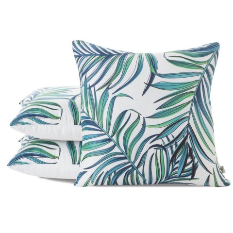 Poszewka dekoracyjna 40x40 Palm 02 biała turkusowaZ liście D91 A Poszewka dekoracyjna 40x40 Palm 02 biała turkusowaZ liście D91 A